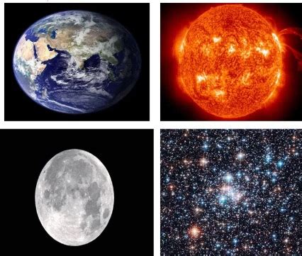 ay güneş yıldızlar ve dünya fotoğraflarıyla bir kolaj çalışması